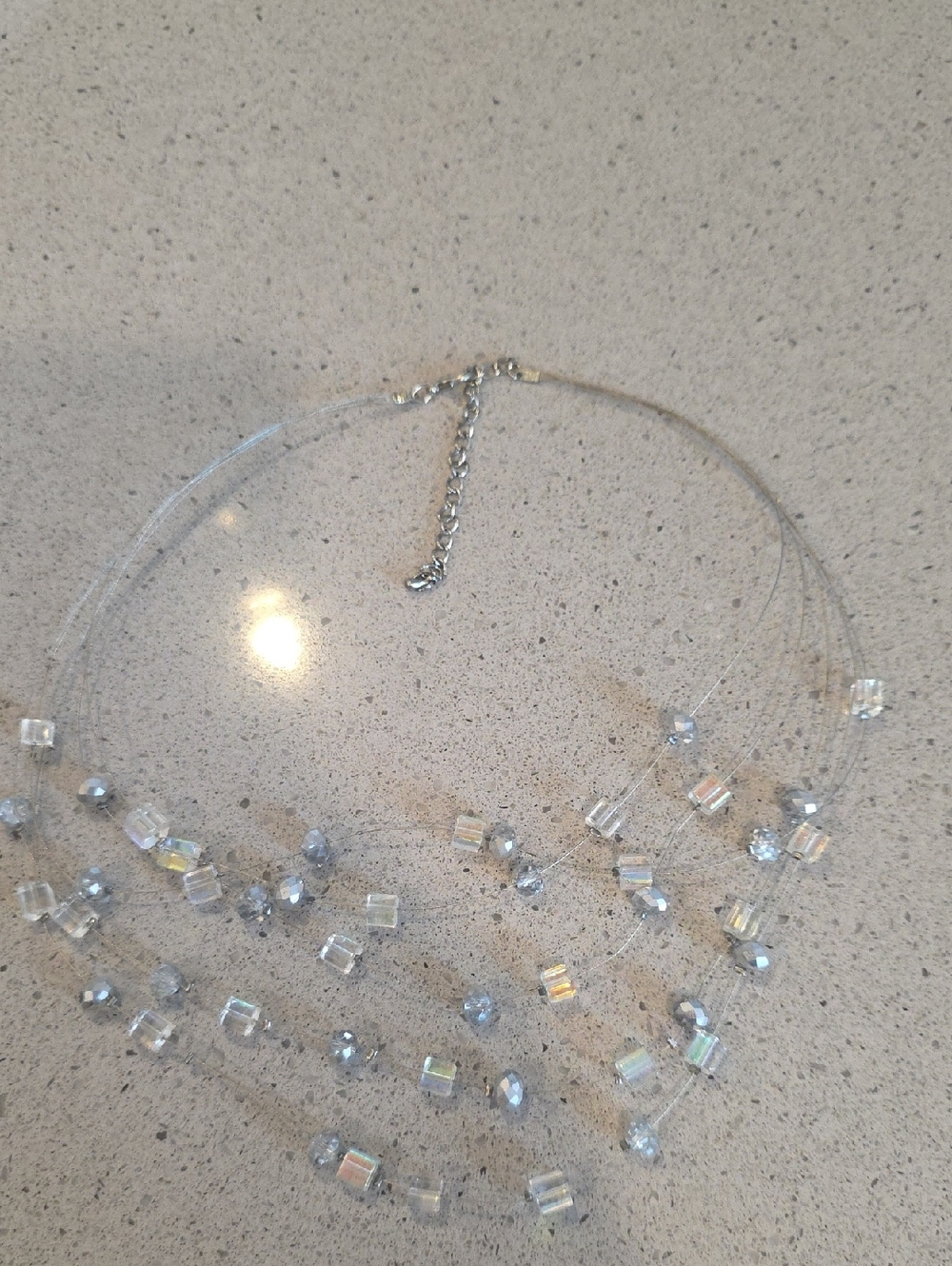 Delicate Multi-Strand Crystal Necklace - Clear